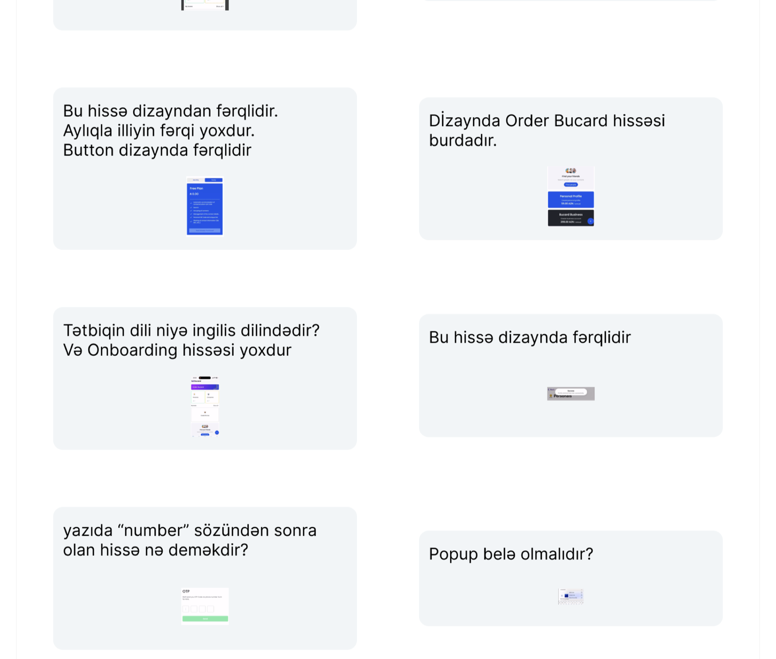 Annotated design QA board for the BuCard iOS build
